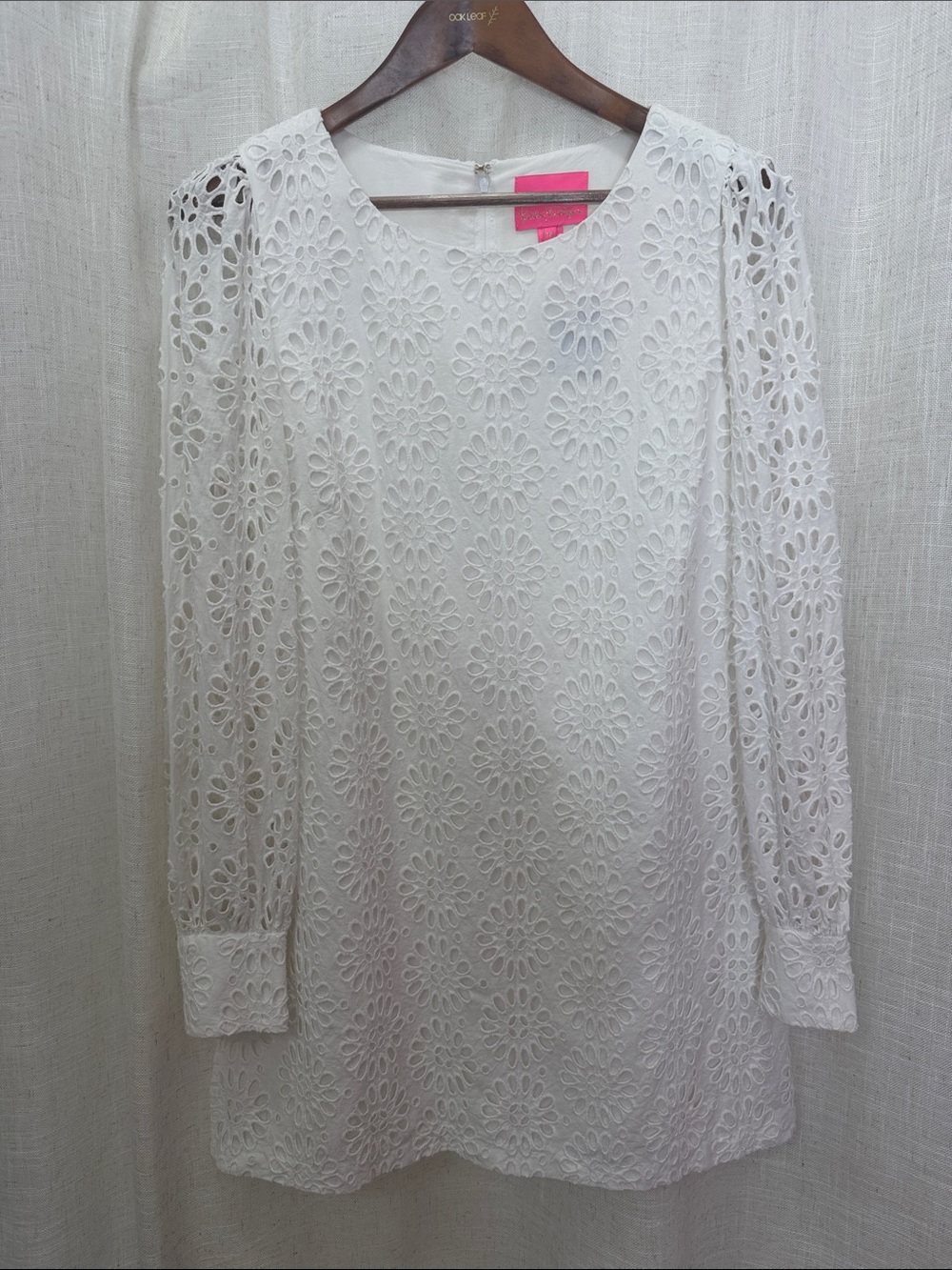 Lilly Pulitzer White Eyelet Long-Sleeve Skort Dress Size 10 Excellent Condition